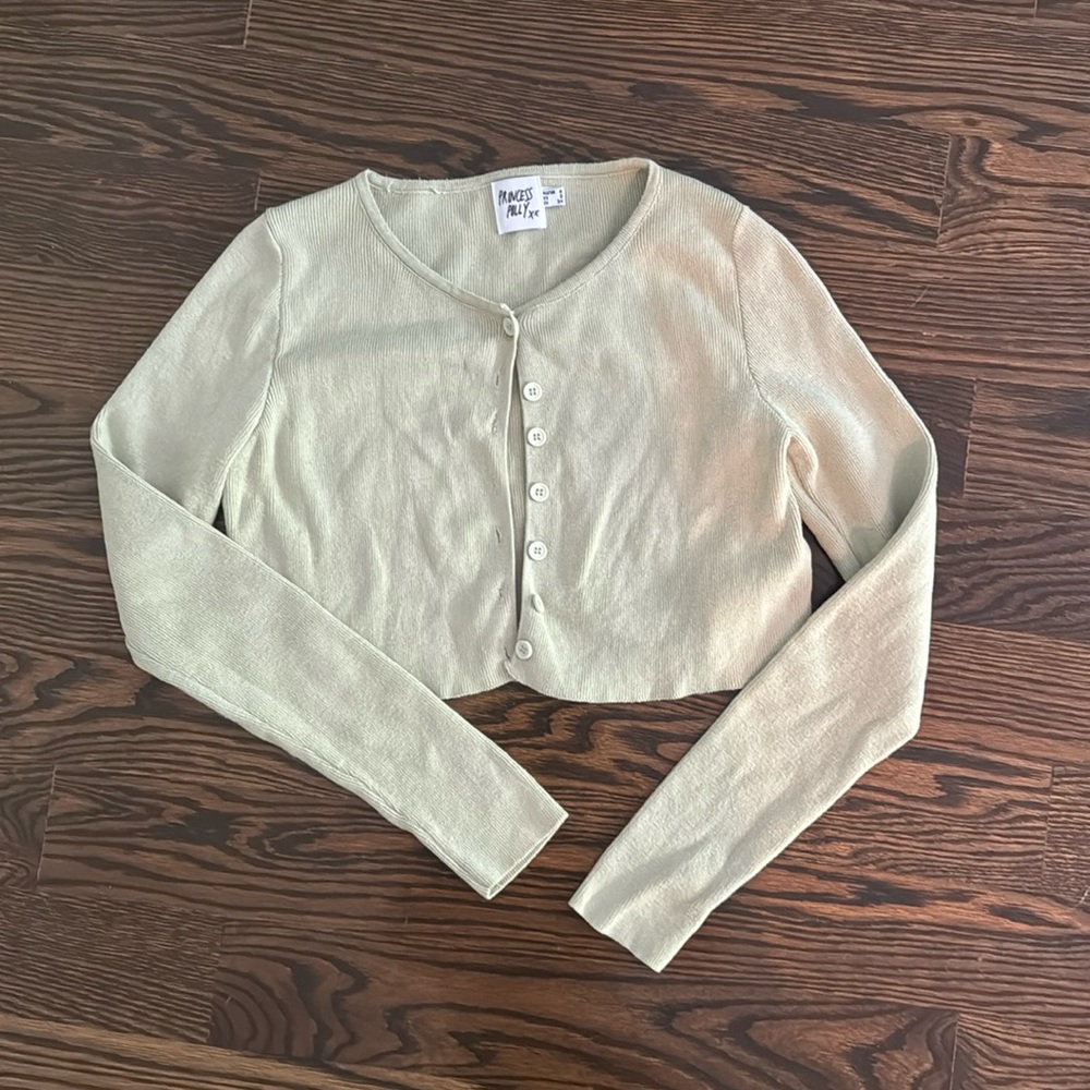 princess polly cropped cardigan (light green)